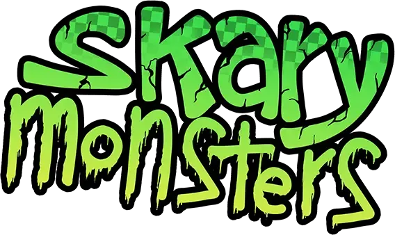 Skary Monsters game logo in dripping green letters