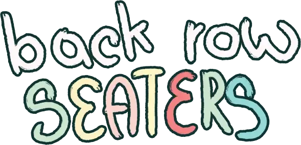 Back Row Seaters game logo in hand-drawn pastel letters
